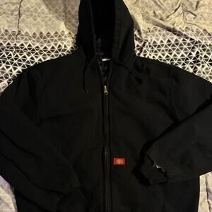 grailed *vintage* 2000’s Black Dickies cotton hooded zip up jacket size XL